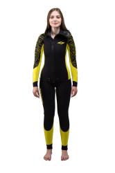 Гидрокостюм Дайвинг женский 5мм нейлон/нейлон черно-желтый